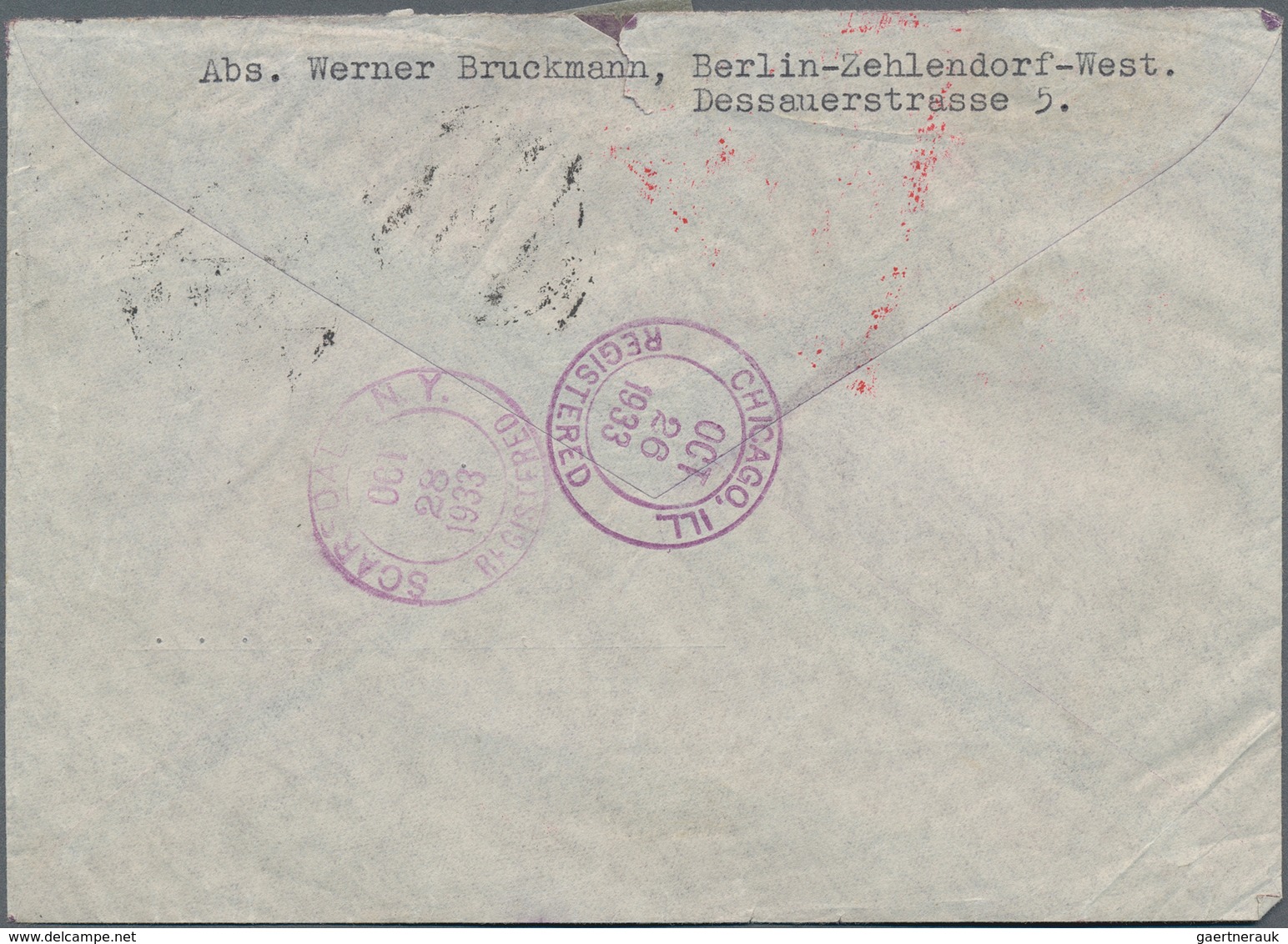 Deutsches Reich - 3. Reich: 1933, 1 RM Und 2 RM Chicagofahrt Mit Beifrankatur 5 Pfg. Hindenburg Auf - Usados