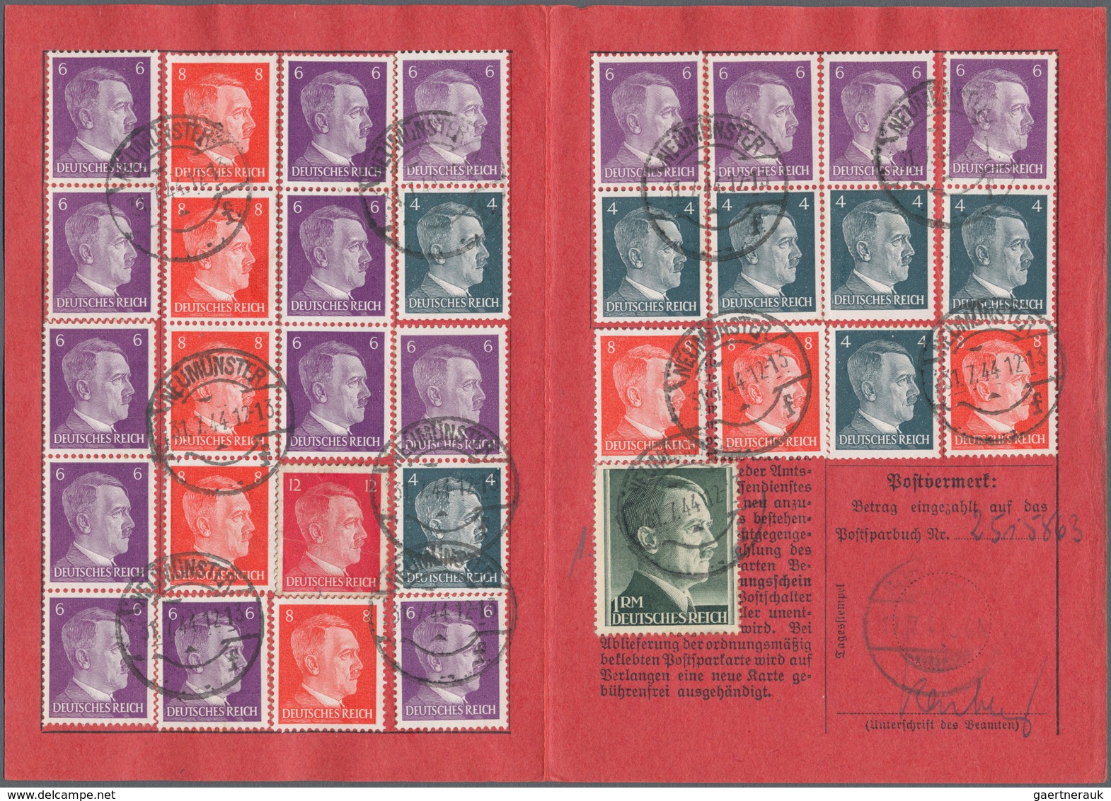 Deutsches Reich - 3. Reich: 1941/1945, Drei Komplett Mit Insgesamt 3 RM Beklebte Postsparkarten Mit - Used Stamps