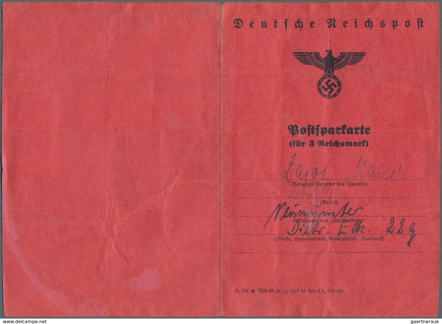 Deutsches Reich - 3. Reich: 1941/1945, Drei Komplett Mit Insgesamt 3 RM Beklebte Postsparkarten Mit - Usati
