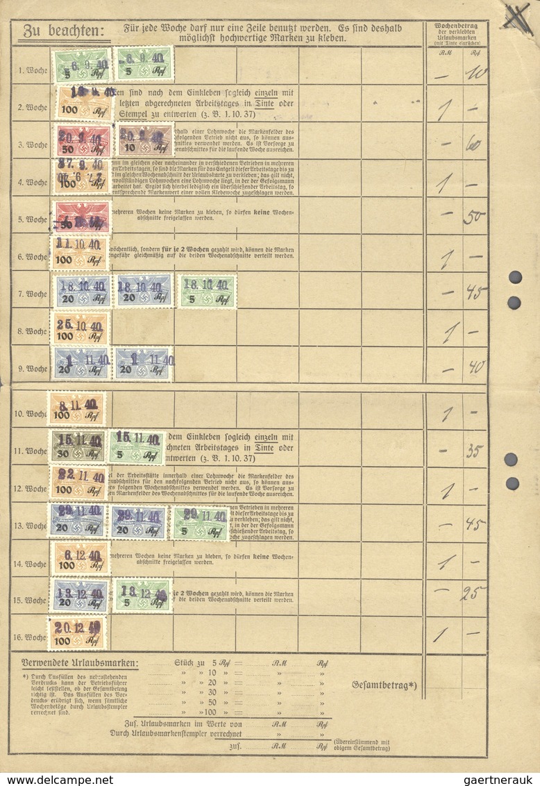 Deutsches Reich - 3. Reich: 1940/1942, Sechs Arbeiter-Urlausbkarten Eines Arbeiters Bei Er HUTA In S - Used Stamps