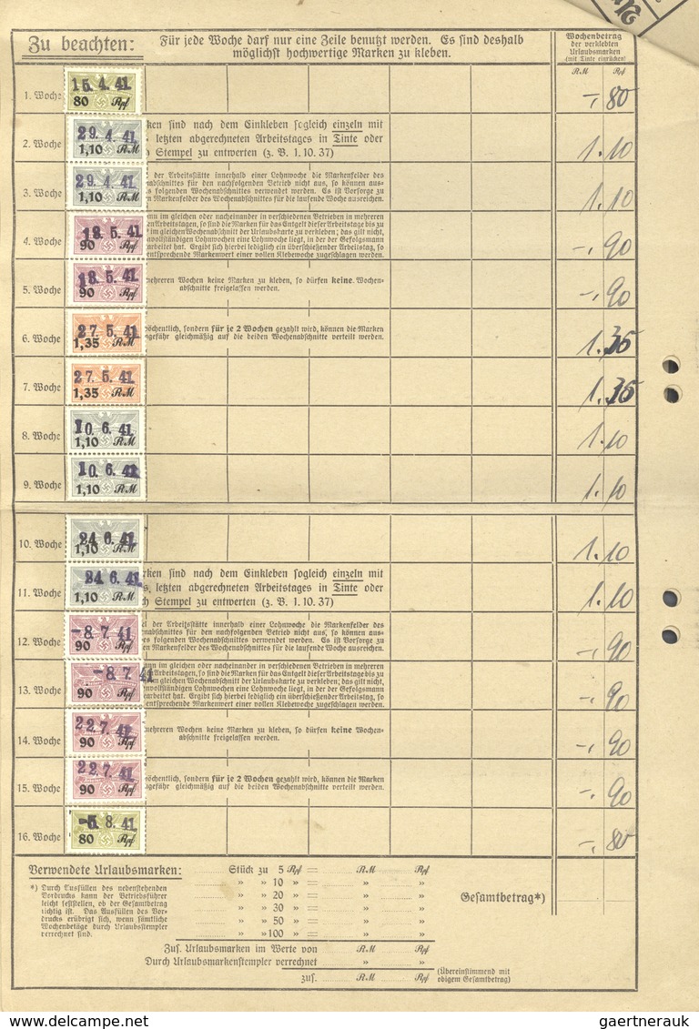 Deutsches Reich - 3. Reich: 1940/1942, sechs Arbeiter-Urlausbkarten eines Arbeiters bei er HUTA in S