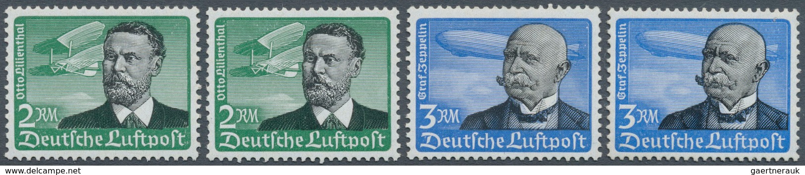 Deutsches Reich - 3. Reich: 1934, Flugpostmarken Lilienthal / Graf Zeppelin Je 2x Postfrisch, Mi. 66 - Usati