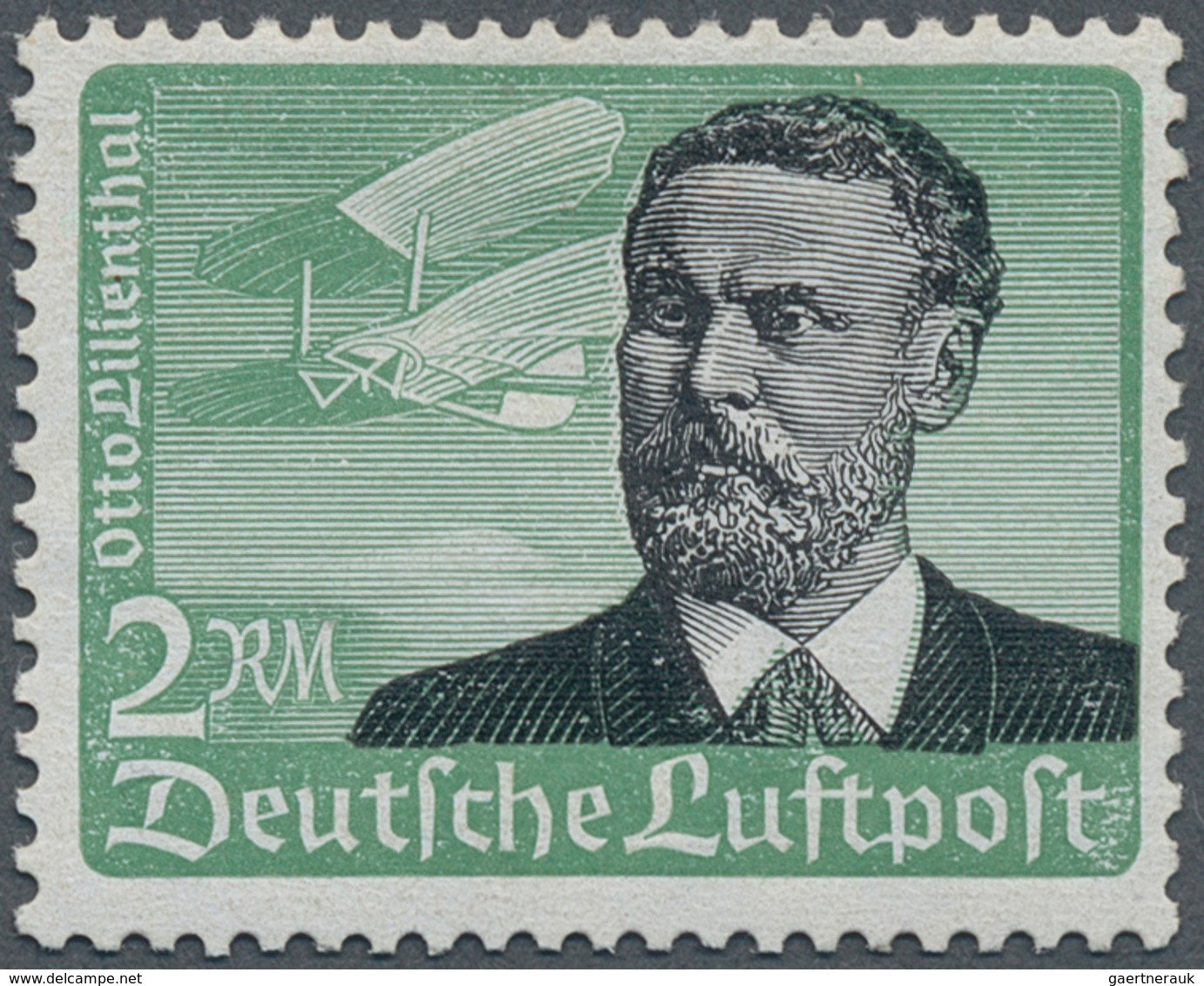 Deutsches Reich - 3. Reich: 1934, 2 M Lilienthal Mit Waagerechter Gummi-Riffelung, Kleiner Erstfalzr - Used Stamps