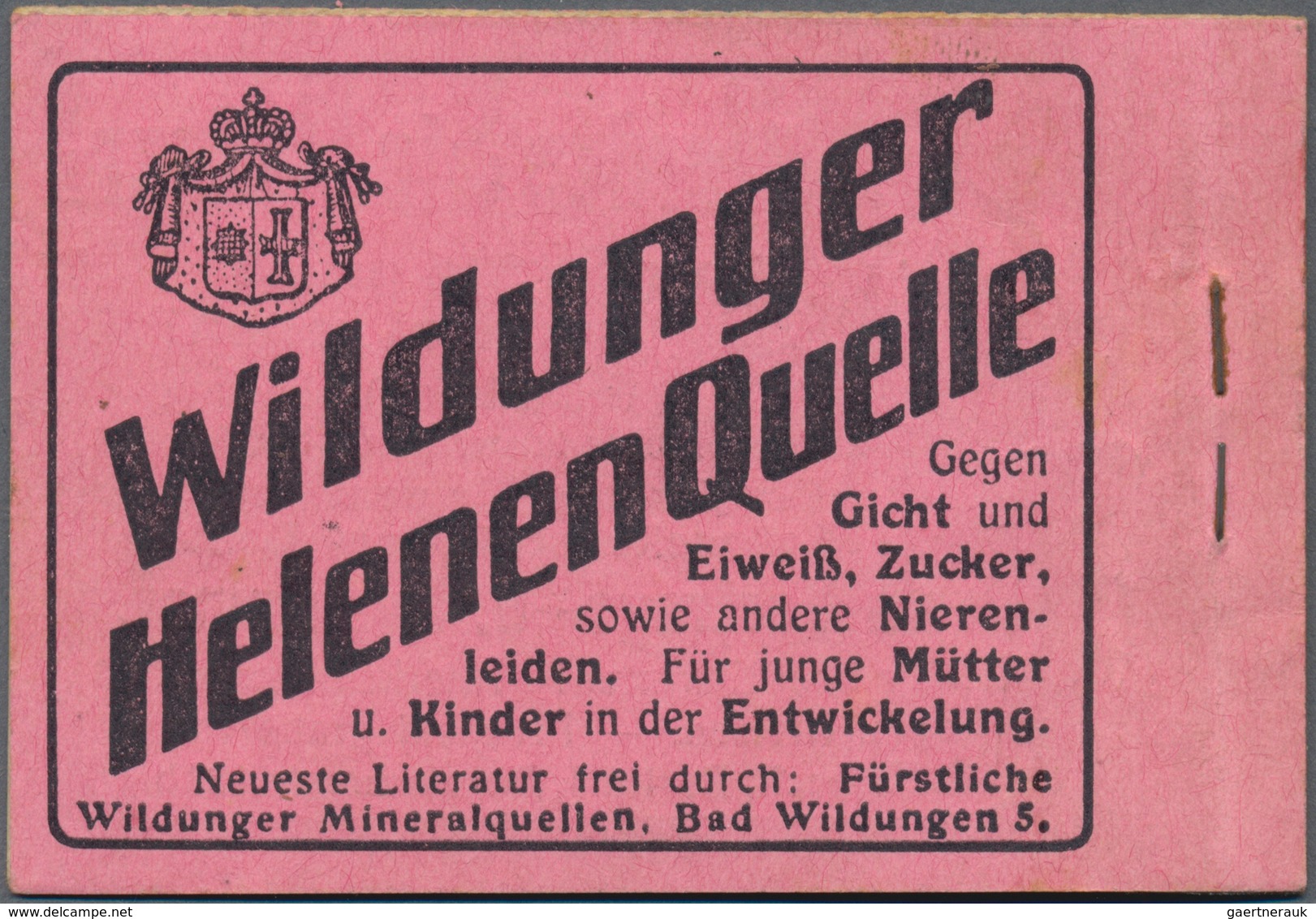 Deutsches Reich - Markenheftchen: 1911, Vorlage-Markenheftchen 2 Mark Auf Rosafarbenem Karton, Ordnu - Libretti