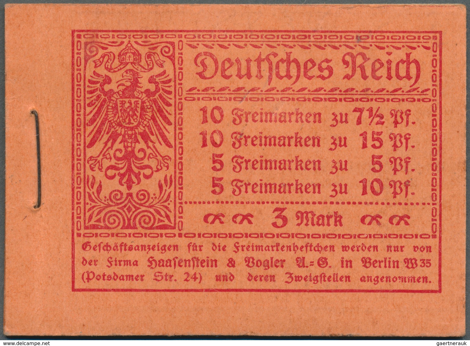 Deutsches Reich - Markenheftchen: 1917, Germania Markenheftchen Ohne Ordnungs-Nummer Mit Original Ge - Carnets
