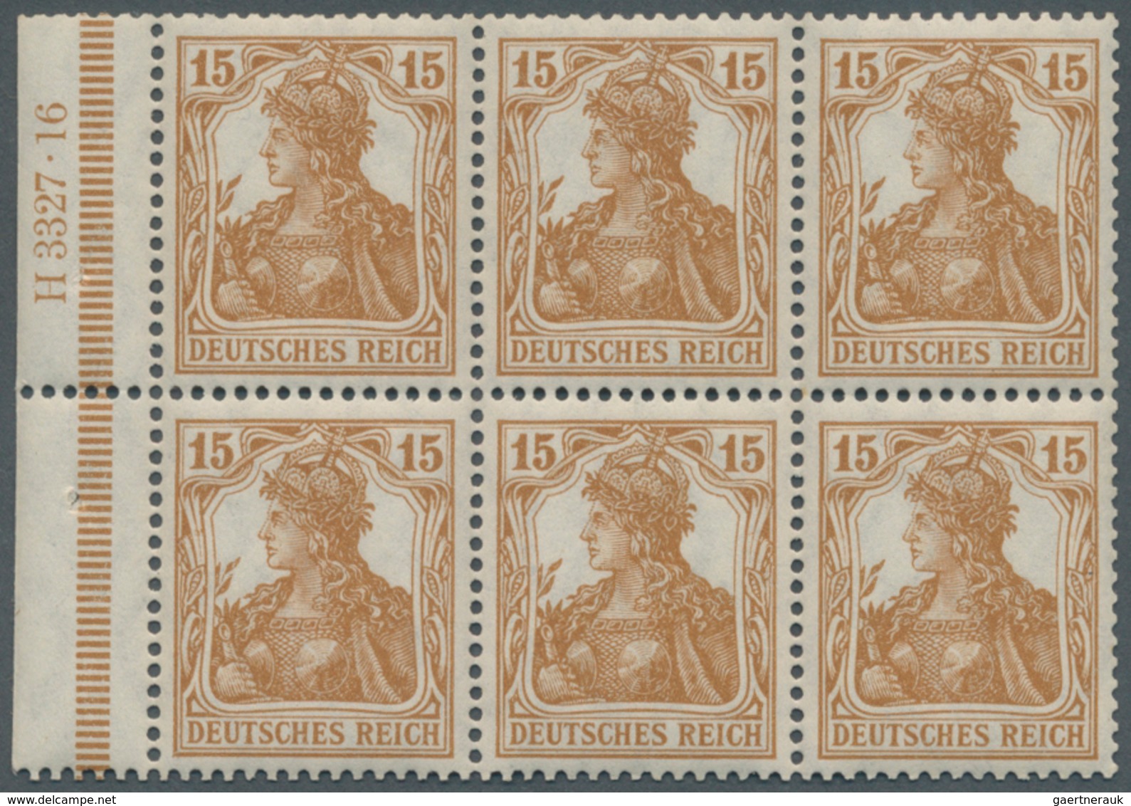 Deutsches Reich - Markenheftchenblätter: 1916, 6 X 15 Pf Germania Hellgelbbraun, Komplettes H-Blatt - Postzegelboekjes