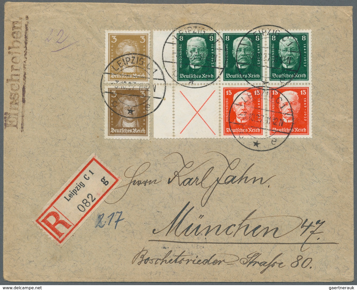 Deutsches Reich - Markenheftchenblätter: 1927, Hindenburg-Heftchenblatt Mit Dgz. Rand (nicht Komplet - Booklets