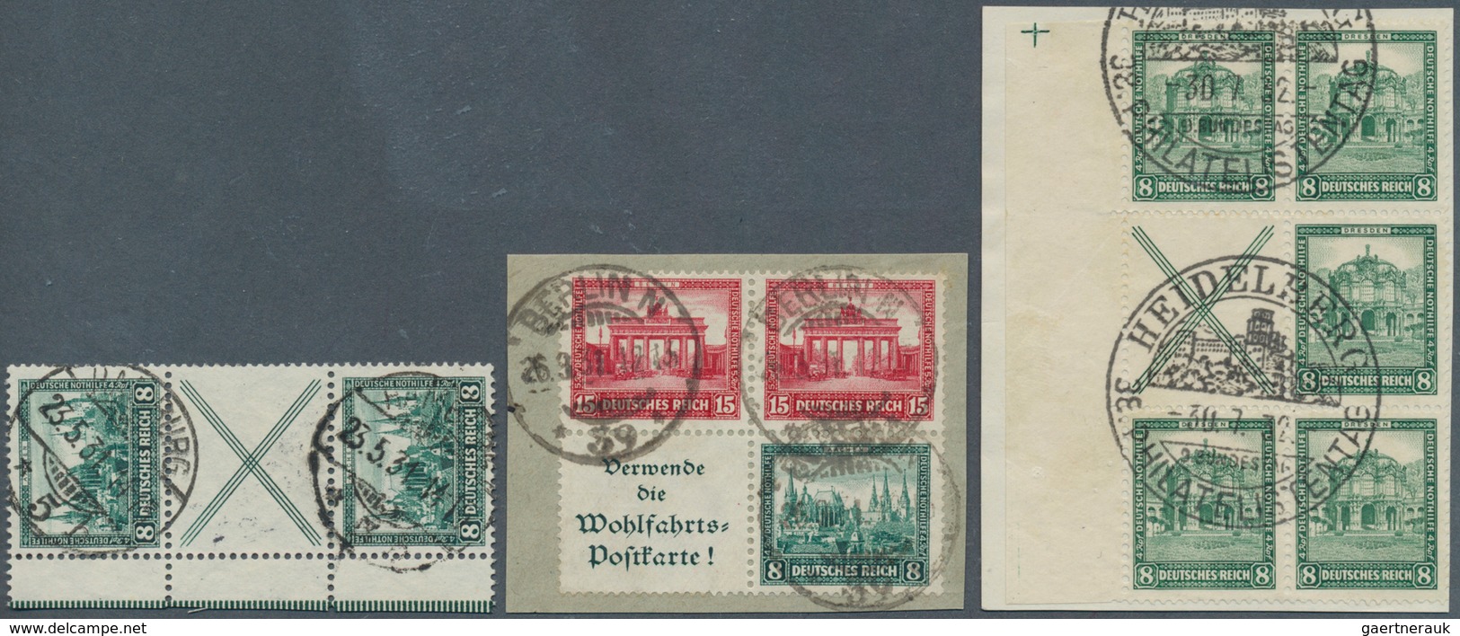 Deutsches Reich - Zusammendrucke: 1930, 8 Pfg. + X + 8 Pfg. Nothilfe, Senkrechter Zusammendruck, Not - Se-Tenant