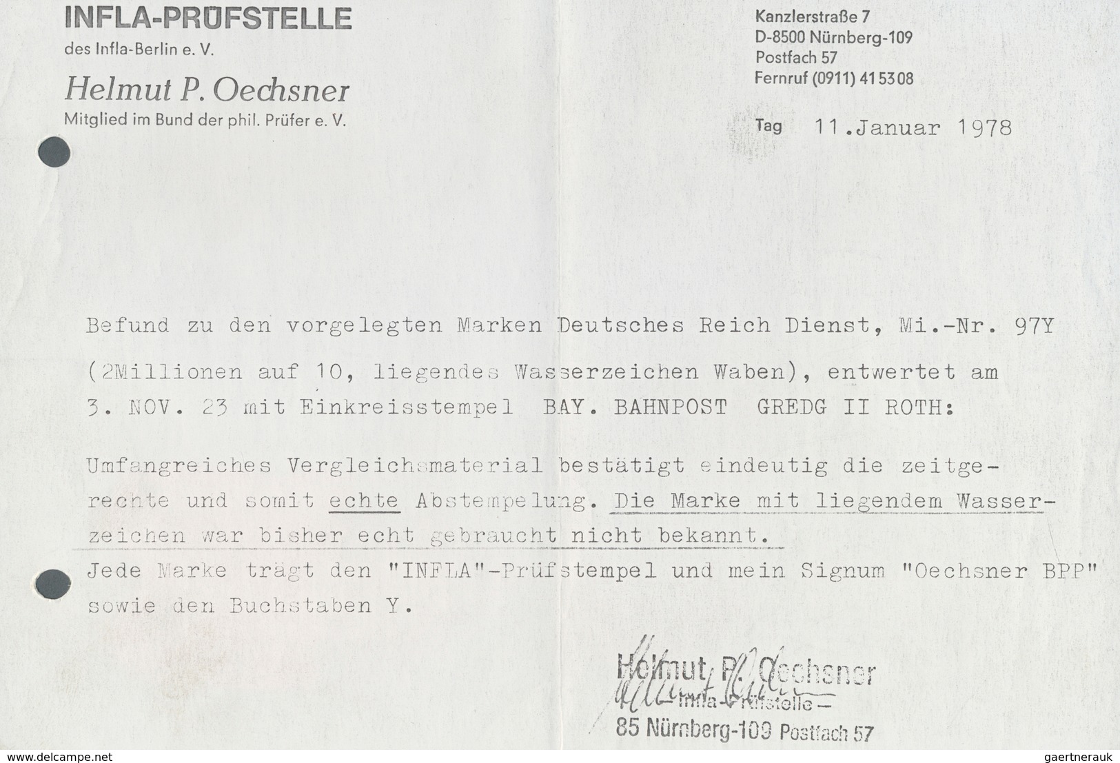 Deutsches Reich - Dienstmarken: 1923, 2 Mio. Auf 10 Pfg. Mit Liegendem Wasserzeichen, Sauber Gestemp - Officials