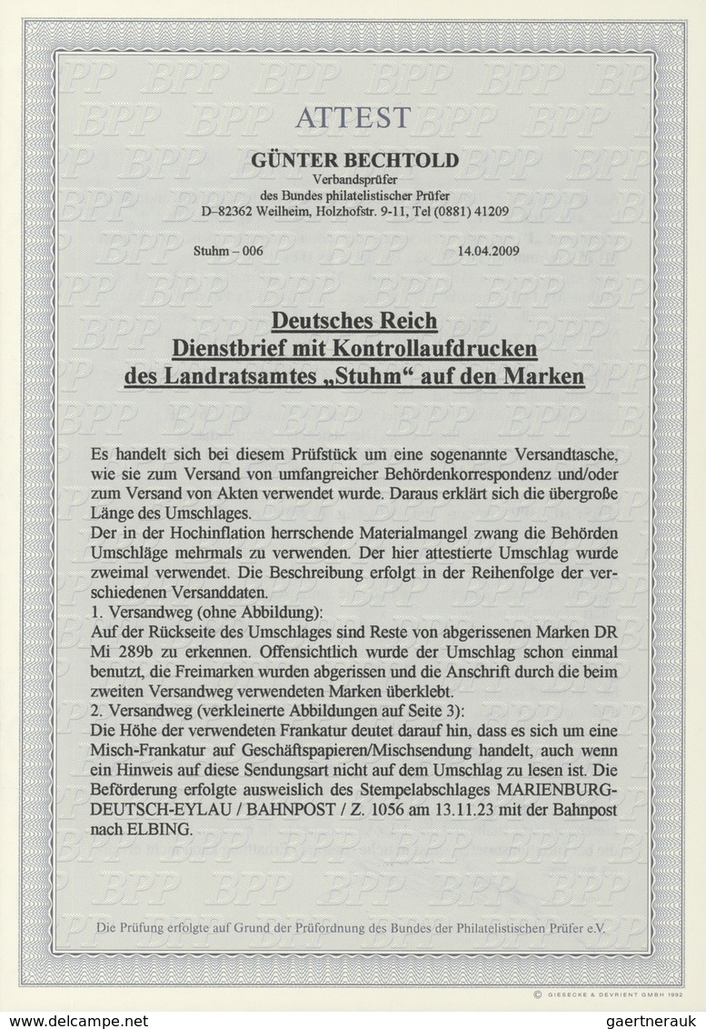 Deutsches Reich - Dienst-Kontrollaufdrucke: Landratsamt Stuhm: 1923, 50 Mio. M. Korbdeckel Gezähnt ( - Servizio