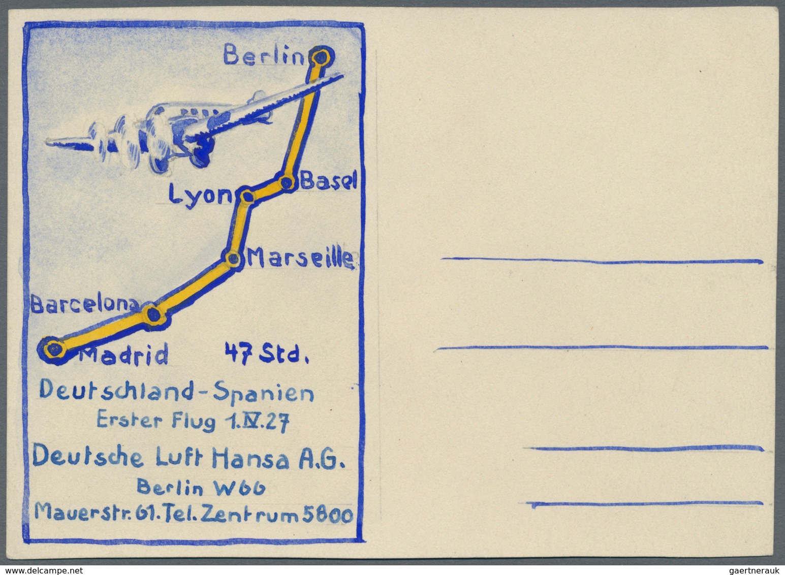 Deutsches Reich - Privatganzsachen: 1924. Entwurf Für Privat-Postkarte 5 Pf Adler "Deutsche Lufthans - Other & Unclassified