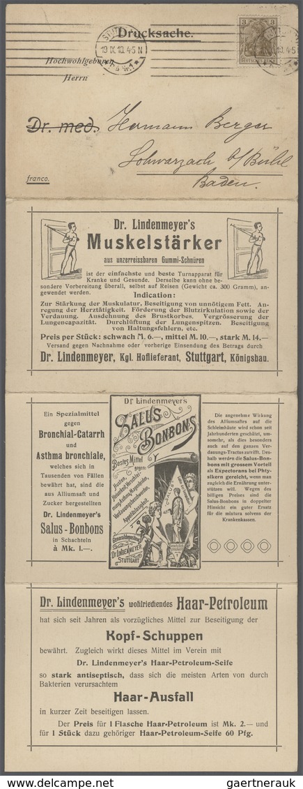 Deutsches Reich - Besonderheiten: 1909/1910. Lot Von 4 Drucksachen-WERBE-Klappkarten: 1x A.Kerlikofe - Altri & Non Classificati