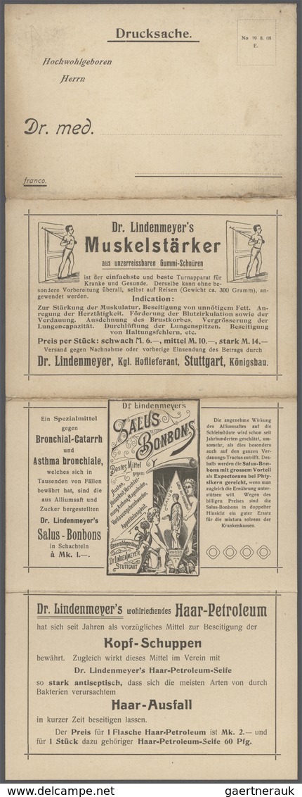 Deutsches Reich - Besonderheiten: 1909/1910. Lot Von 4 Drucksachen-WERBE-Klappkarten: 1x A.Kerlikofe - Altri & Non Classificati