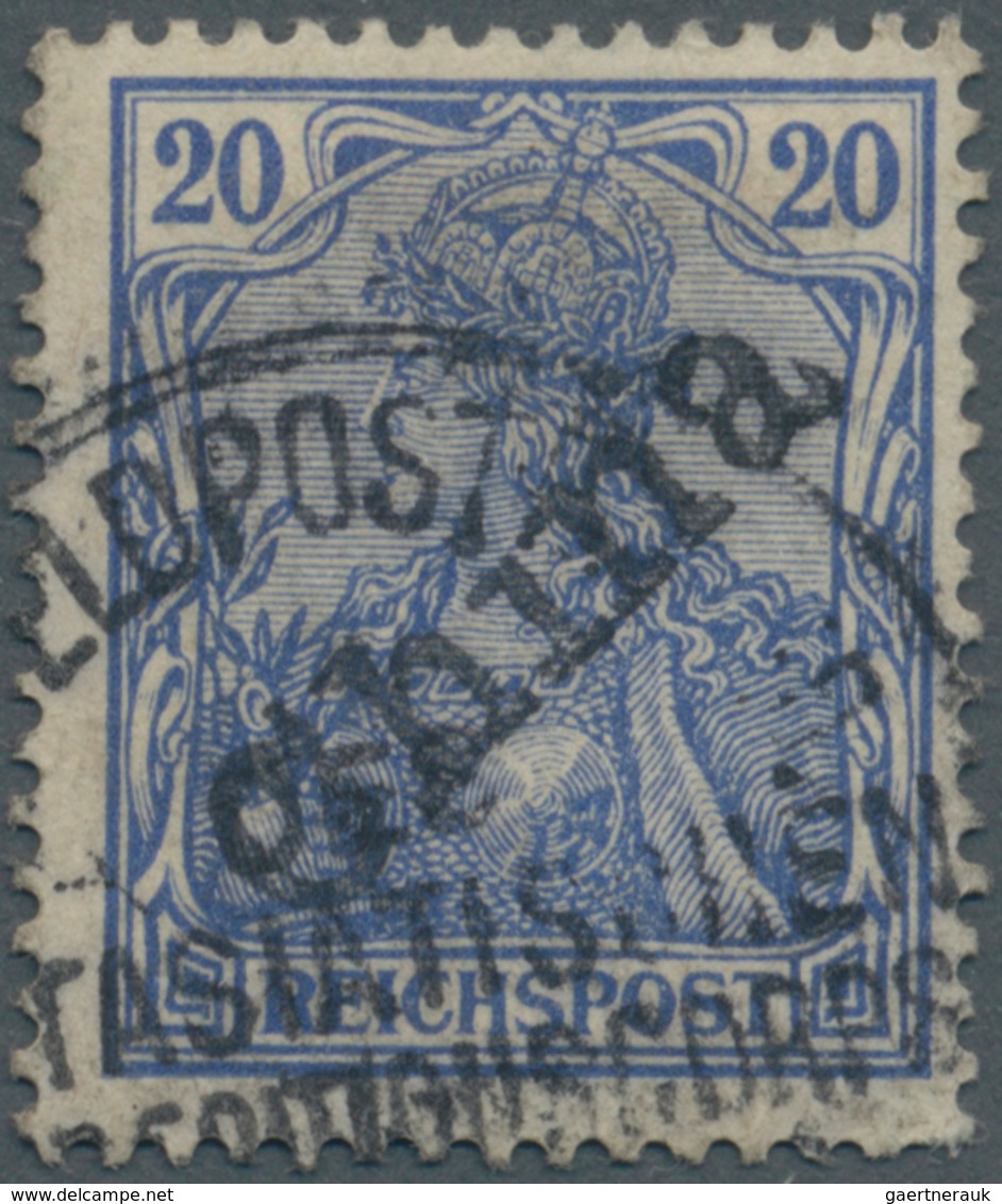 Deutsche Post In China: 1901, 20 Pf Germania Mit Diagonalem Handstempelaufdruck "China", Entwertet M - Cina (uffici)