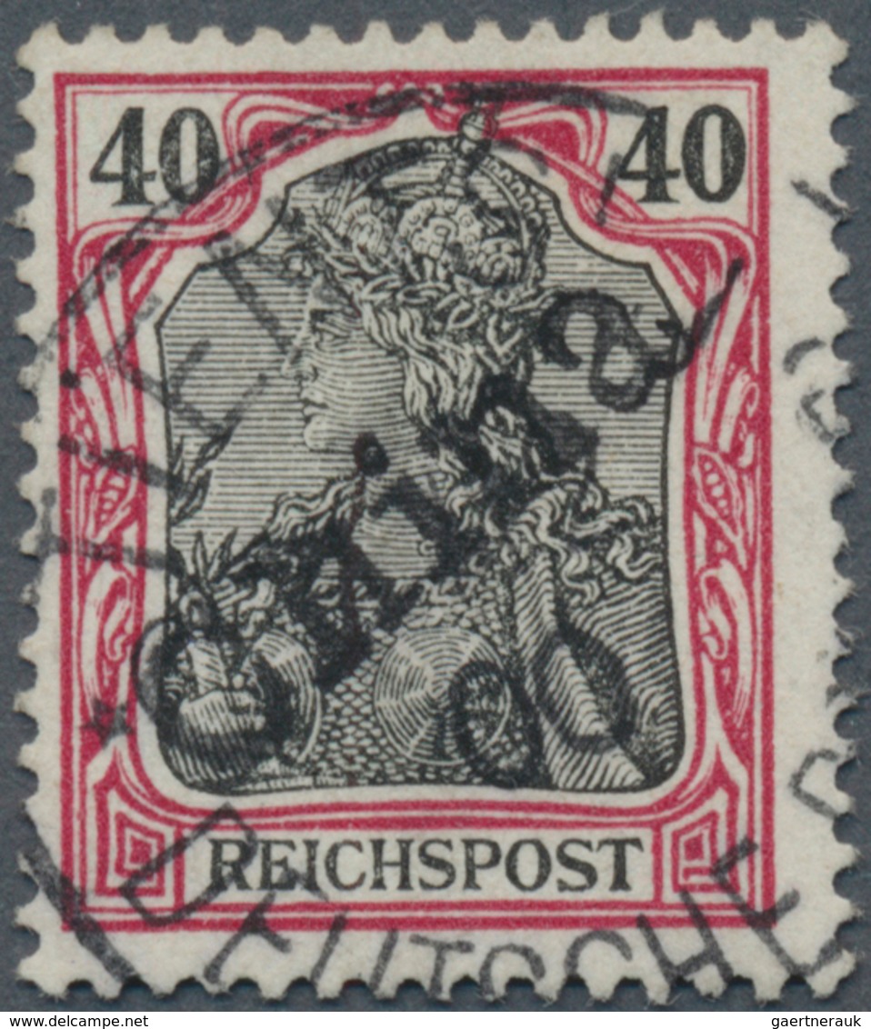 Deutsche Post In China: 1900, 40 Pfg. Germania Karmin/schwarz Mit Handstempelaufdruck "China", Entwe - Cina (uffici)