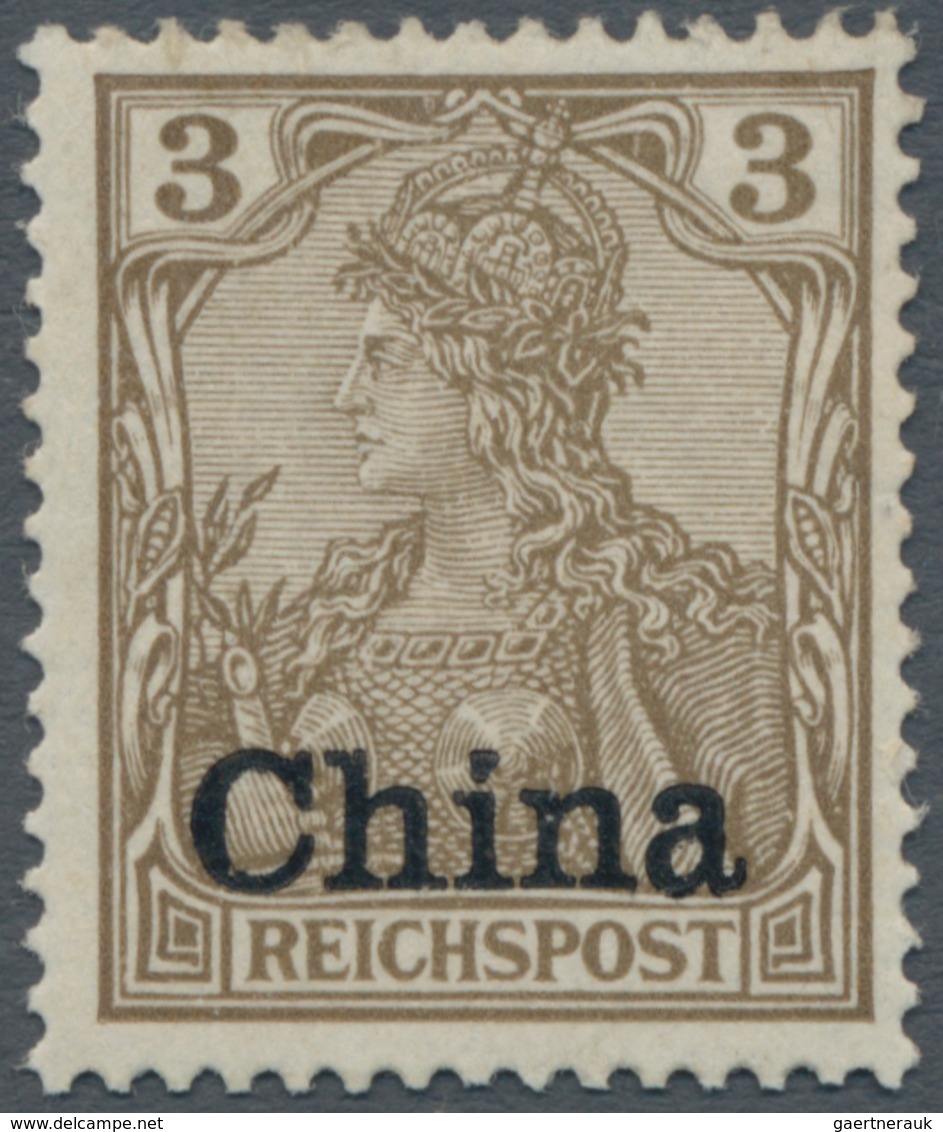 Deutsche Post In China: 1901, Drei Pfennig Germania Mit Dickem Aufdruck China Und Kommaförmigem I-Pu - Cina (uffici)