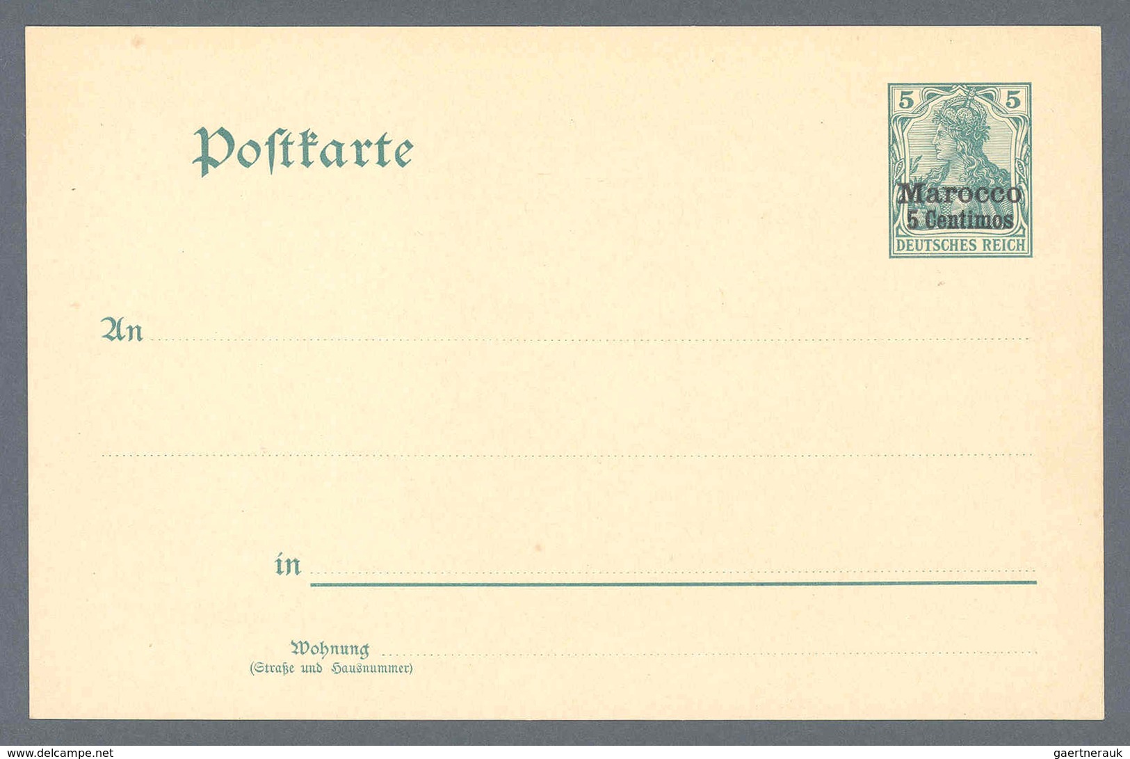 Deutsche Post In Marokko - Ganzsachen: 1902, ESSAY Für Inlands-GSK Mit Aufdruck, Probedruck In Etwas - Marocco (uffici)
