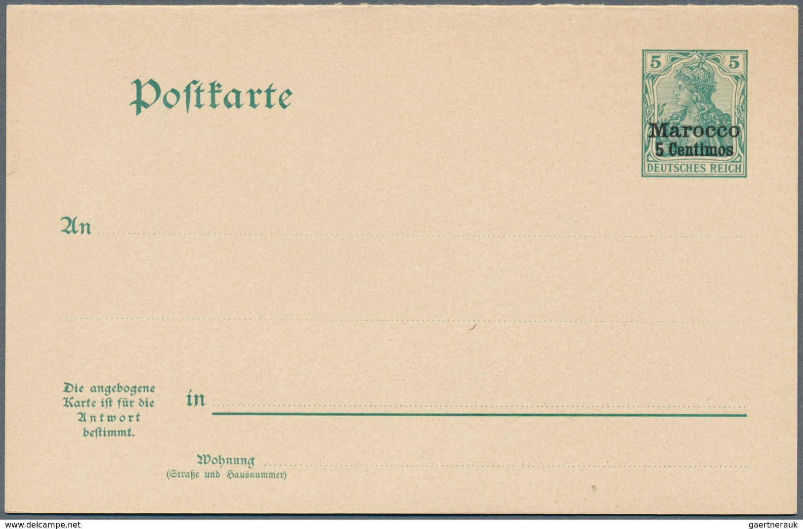 Deutsche Post In Marokko - Ganzsachen: 1902 Essay Für Inlands-Doppelkarte Mit Aufdruck - Probedruck - Marocco (uffici)