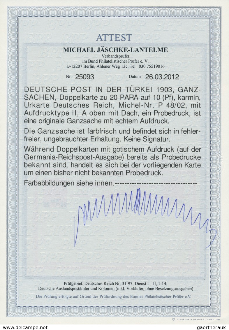 Deutsche Post In Der Türkei - Ganzsachen: 1905, 20 Para Auf 10 Pfg. Reichspost Doppel-Ganzsachenkart - Turchia (uffici)