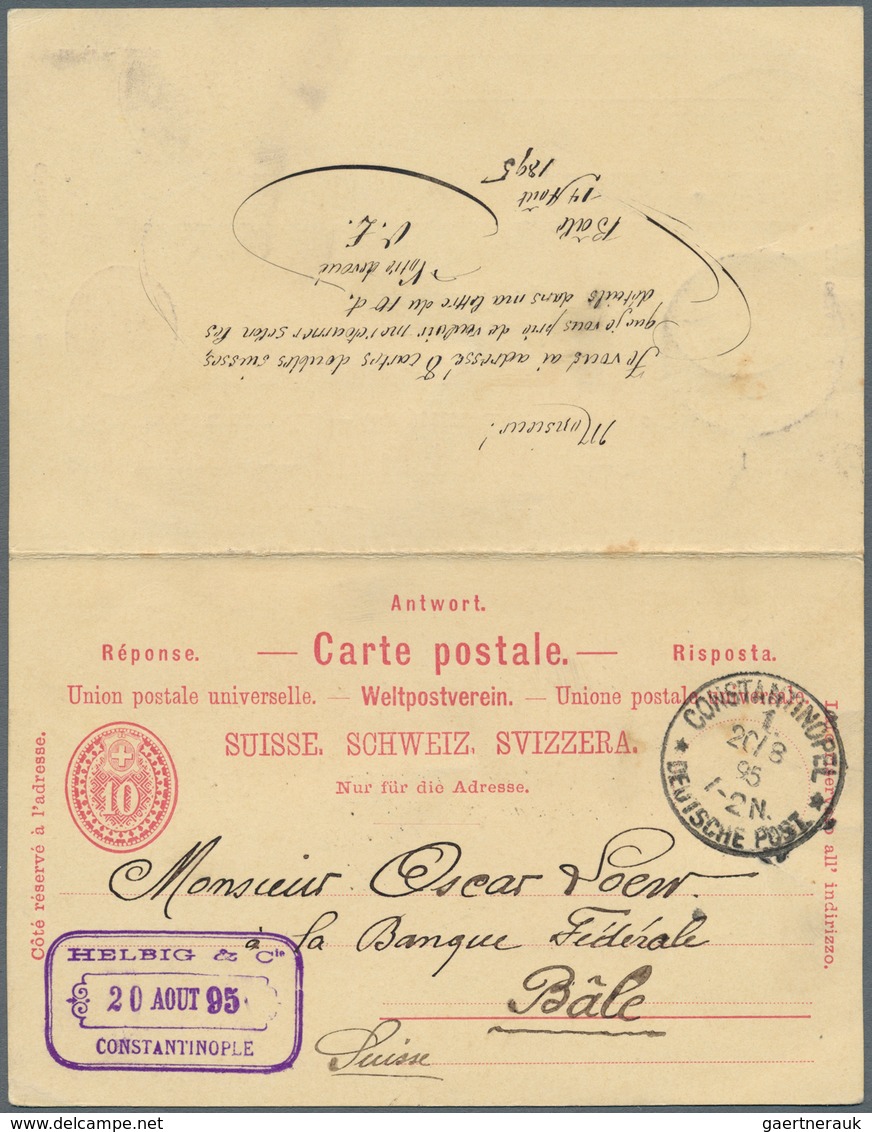 Deutsche Post In Der Türkei - Besonderheiten: Incoming Mail: 1895, Schweiz 10 C. Doppel-Ganzsachenka - Turchia (uffici)