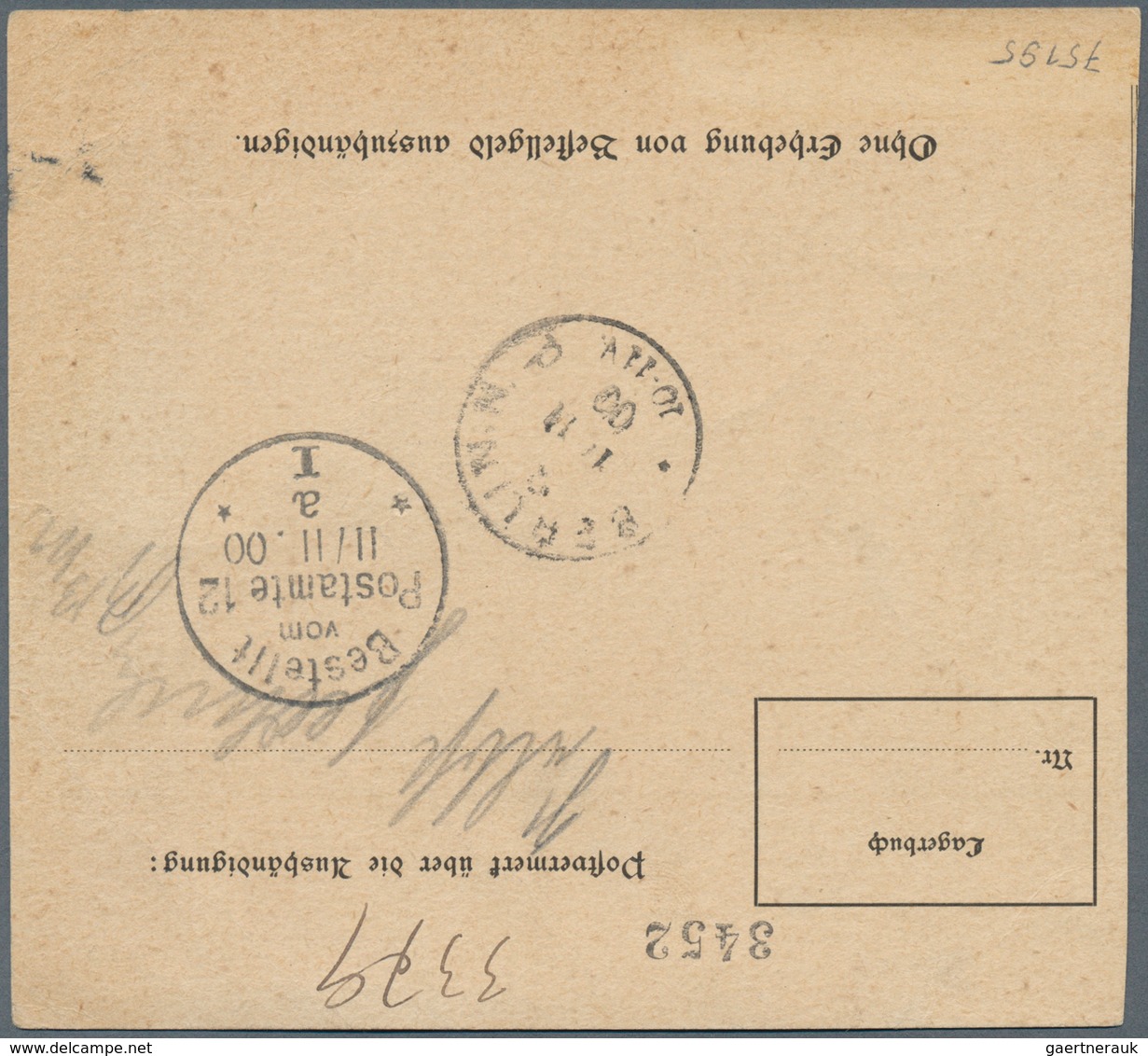 Deutsche Post In Der Türkei - Besonderheiten: 1900 Sehr Seltene Ersatzpaketadresse Für Ein Paket Aus - Turquia (oficinas)