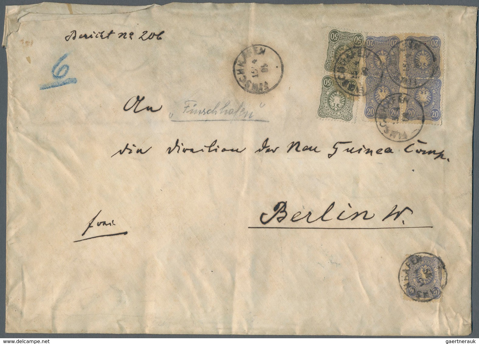 Deutsch-Neuguinea - Vorläufer: 1889 (15.4.), 2x 50 Pfg. Dunkel-oliv Und 5x 20 Pfg. Dunkelultramarin - German New Guinea