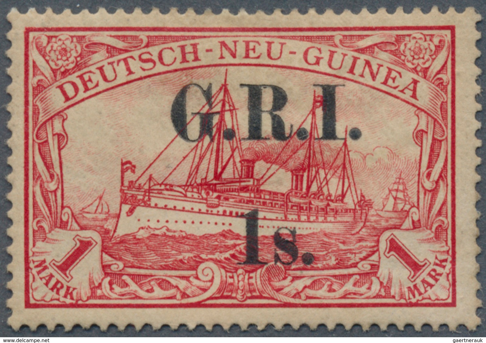 Deutsch-Neuguinea - Britische Besetzung: 1914, 1 Sh. Auf 1 Mark Rot Mit Falschem Aufdruck In Type II - German New Guinea