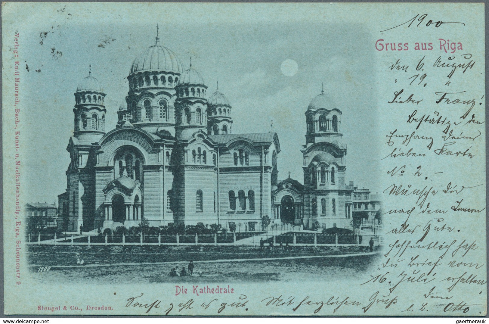 Deutsch-Ostafrika: 1900, Incoming Mail: AK "Gruss Aus Riga" Mit Foto-Abb. "Die Kathedrale". Mit 2x R - German East Africa