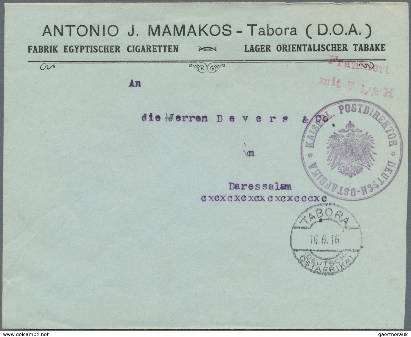 Deutsch-Ostafrika - Ganzsachen: 1916, 7½ H. Vorläufer-GSU (zweiseitig Geöffnet Und Rechts Minim Besc - Africa Orientale Tedesca