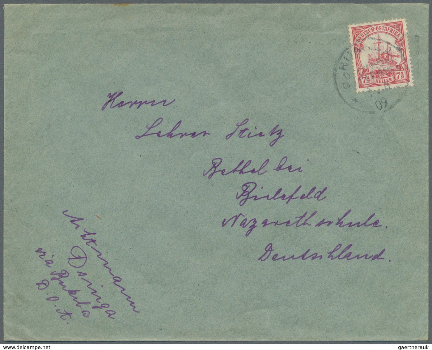 Deutsch-Ostafrika - Stempel: "RUANDA DEUTSCH-OSTAFRIKA" Auf Brief Mit 7 1/2 H Vom 1.10.1909 Und Abs. - German East Africa