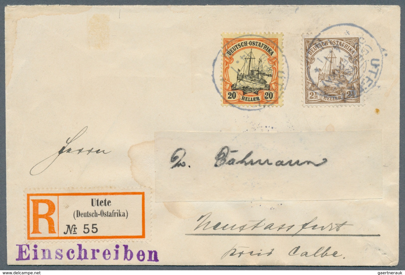 Deutsch-Ostafrika - Stempel: "UTETE" (Deutsch-Ostafrika) 4.1.14" Auf Phila-R-Brief (Empfängername Ge - German East Africa