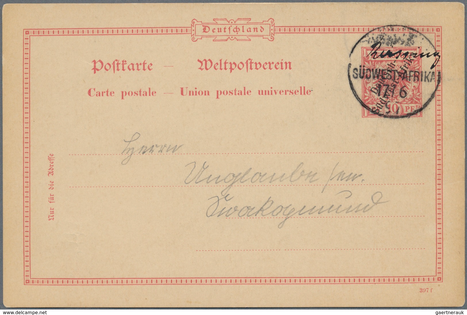 Deutsch-Südwestafrika - Stempel: 1897, Wanderstempel Handschriftlich: "Rössing 17/6 97", Auf Adressi - Africa Tedesca Del Sud-Ovest