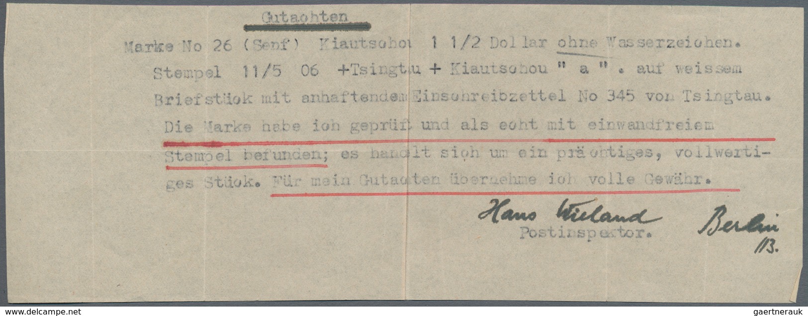 Deutsche Kolonien - Kiautschou: 1905, Kaiseryacht 1½ $ Schwärzlichblau Ohne WZ Mit 26:15 Zähnungslöc - Kiautchou