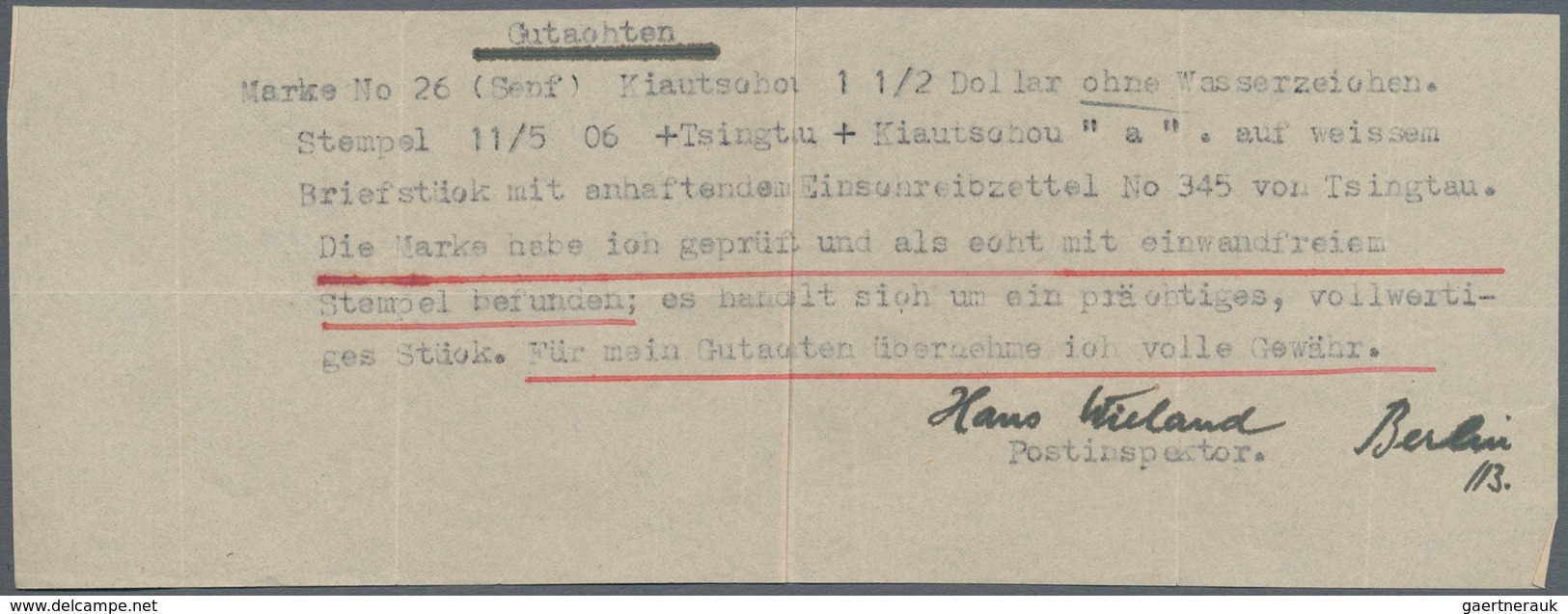 Deutsche Kolonien - Kiautschou: 1905, Kaiseryacht 1½ $ Schwärzlichblau Ohne WZ Mit 26:15 Zähnungslöc - Kiauchau