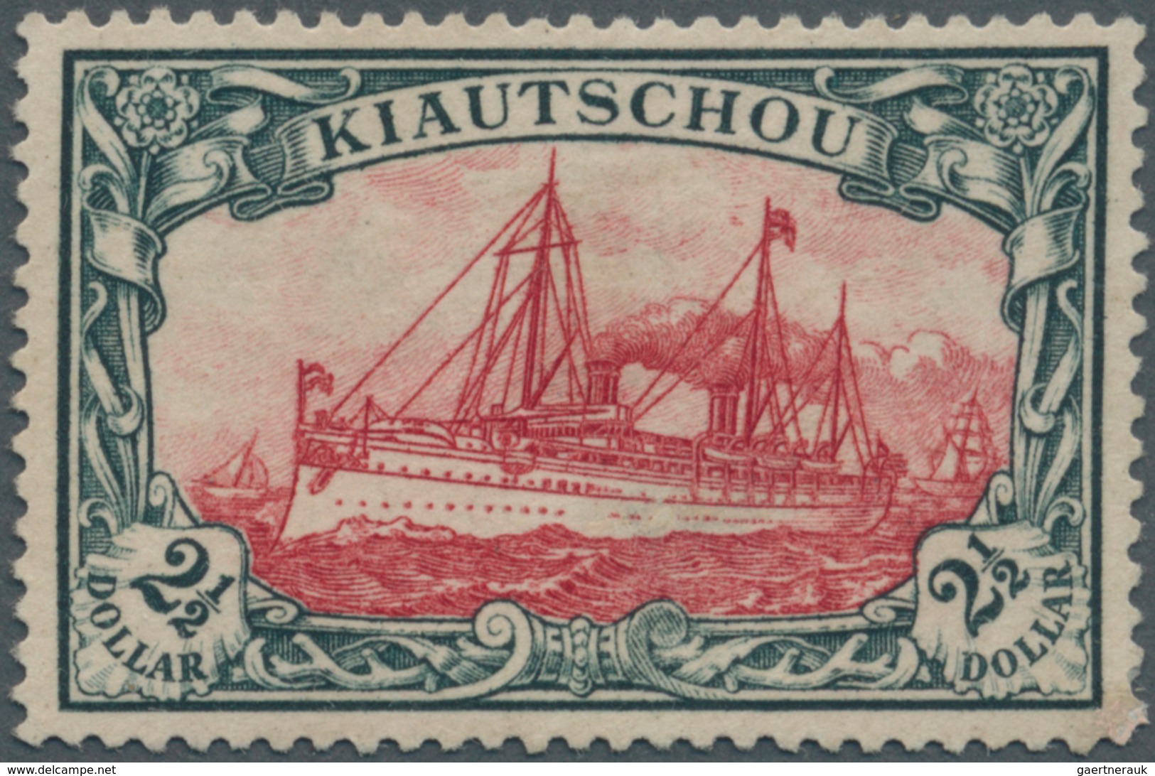 Deutsche Kolonien - Kiautschou: 1905, 2 1/2 $ Kaiserjacht, O.Wz., 26:17 Zähnungslöcher, Ungebraucht - Kiautchou