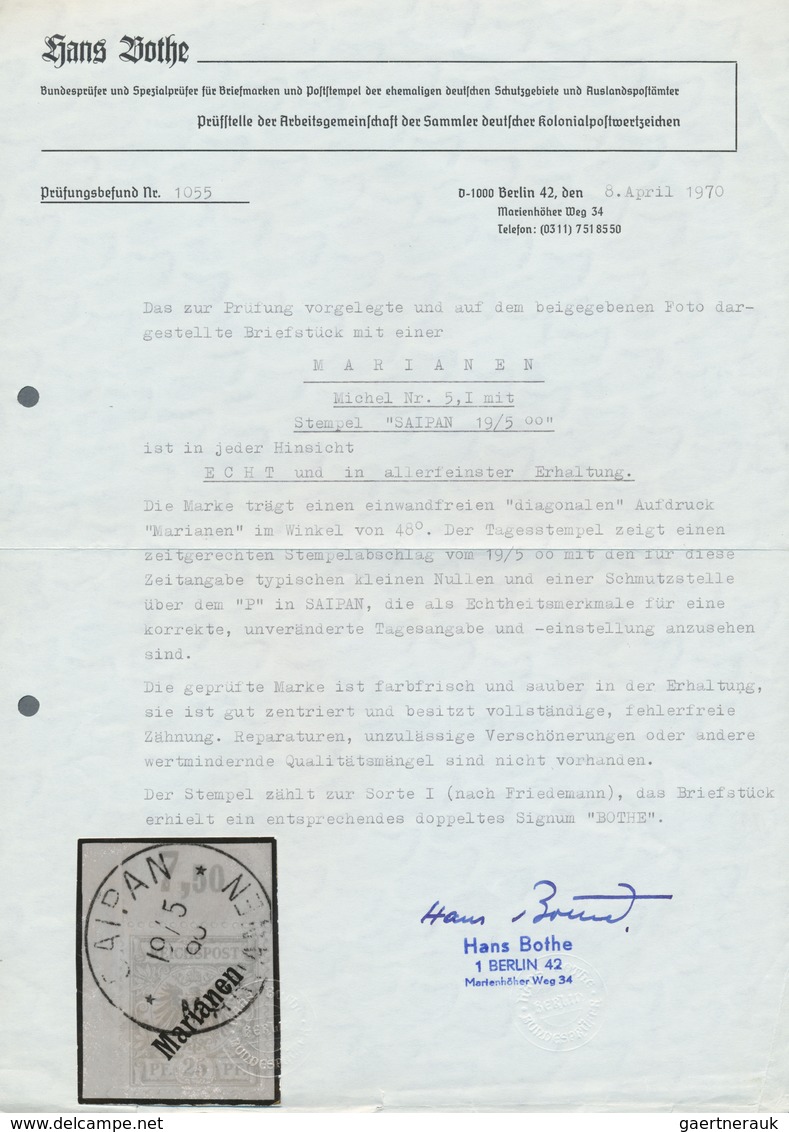 Deutsche Kolonien - Marianen: 1900. 25 Pf Krone/Adler Aufdruck "Marianen", Gestempelt "SAIPAN 19/5 ° - Isole Marianne