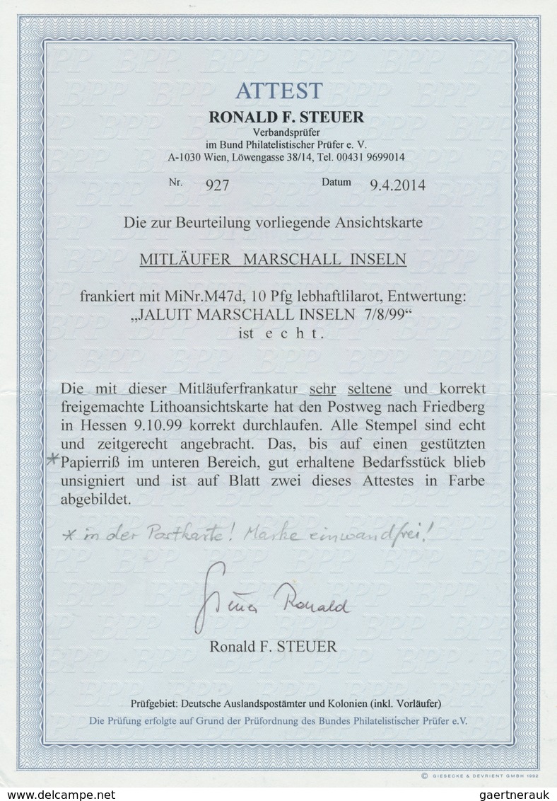 Deutsche Kolonien - Marshall-Inseln - Mitläufer: 1899, 10 Pfg. Lebhaftlilarot Mit Klarem Stempel "JA - Marshall Islands