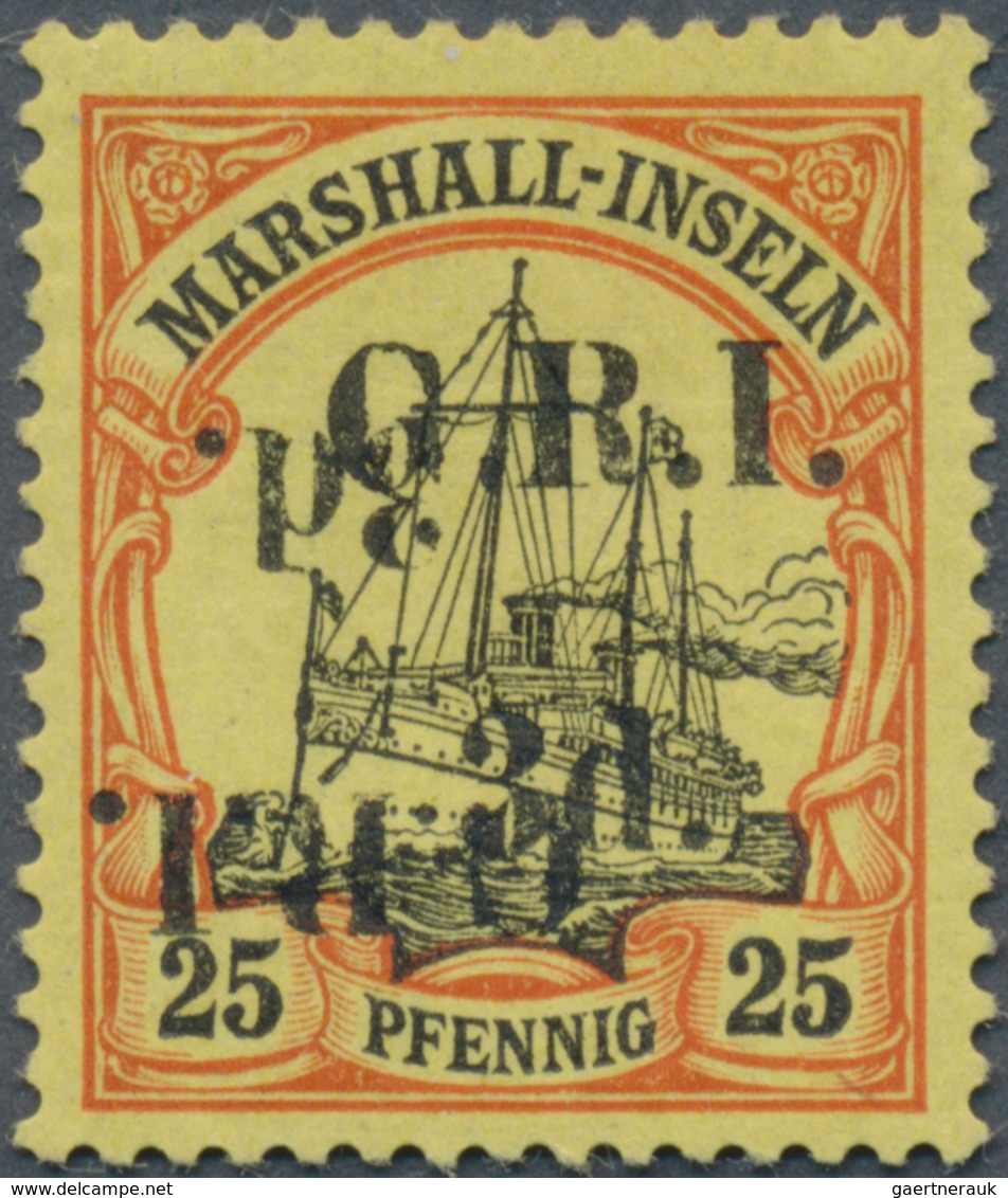 Deutsche Kolonien - Marshall-Inseln - Britische Besetzung: 1914, 3 D. Auf 25 Pfg., Aufdrucktype I, A - Isole Marshall