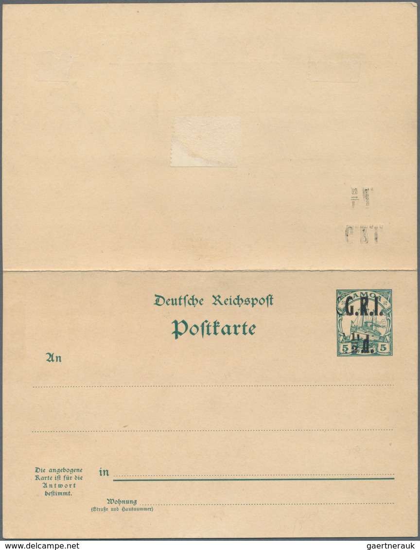 Deutsche Kolonien - Samoa - Britische Besetzung - Ganzsachen: 1914. Doppelkarte 1/2d Wobei Frageteil - Samoa