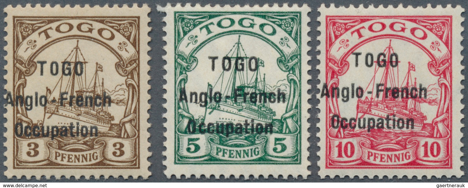 Deutsche Kolonien - Togo - Britische Besetzung: 1914, Kaiseryacht Mit Aufdrucktype I (Zeilenabstand - Togo