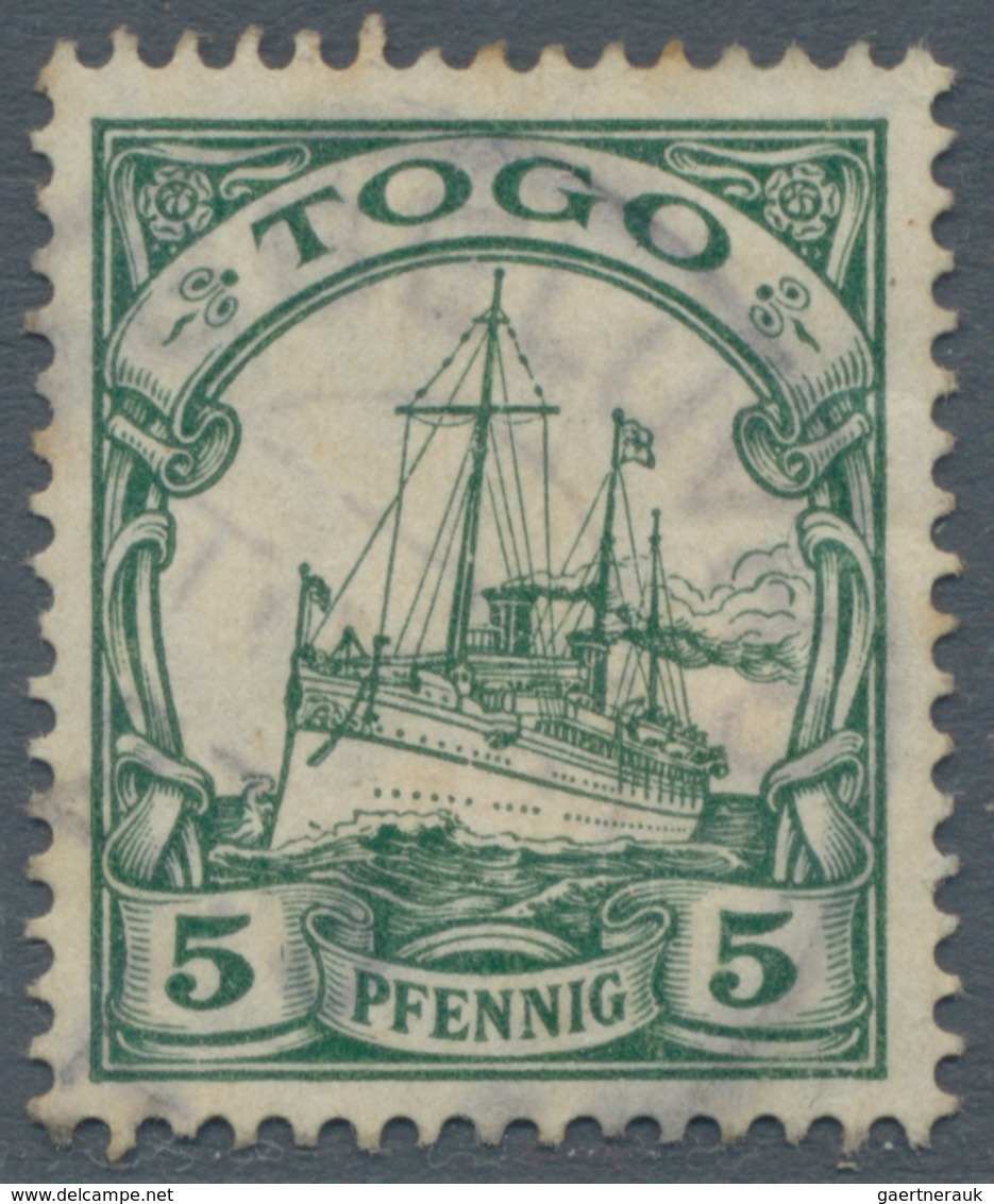 Deutsche Kolonien - Togo - Stempel: 1913/14, AGBELUVHOF, Auf Fünf Pfennig Mit Wz, Arge 300,- Euro. - Togo