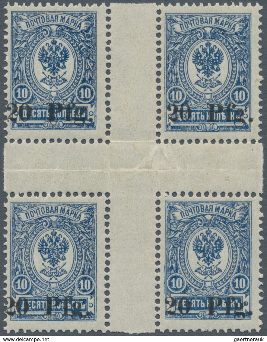 Deutsche Besetzung I. WK: Postgebiet Ober. Ost - Dorpat: 1918, 10 Pfg. Auf 10 Kop. Hellgraublau, Her - Occupazione 1914 – 18