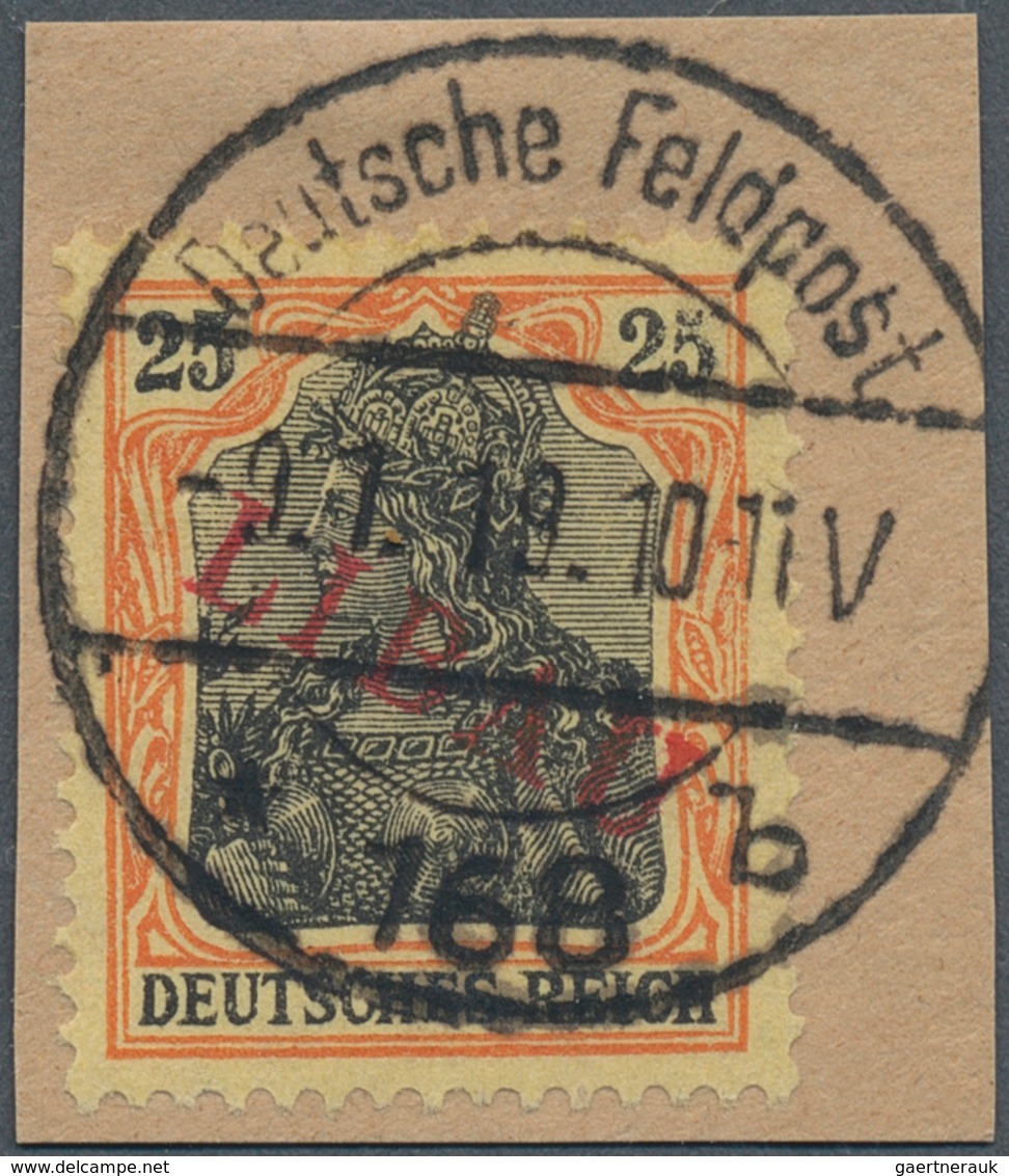 Deutsche Besetzung I. WK: Postgebiet Ober. Ost - Libau: 1919, 25 Pf. Rotorange/schwarz Auf Gelbweiß - Occupazione 1914 – 18
