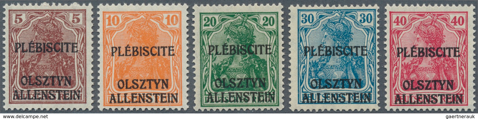Deutsche Abstimmungsgebiete: Allenstein: 1920, Germania Mit Aufdruck 5 Werte Postfrisch, Foto-Attest - Other & Unclassified