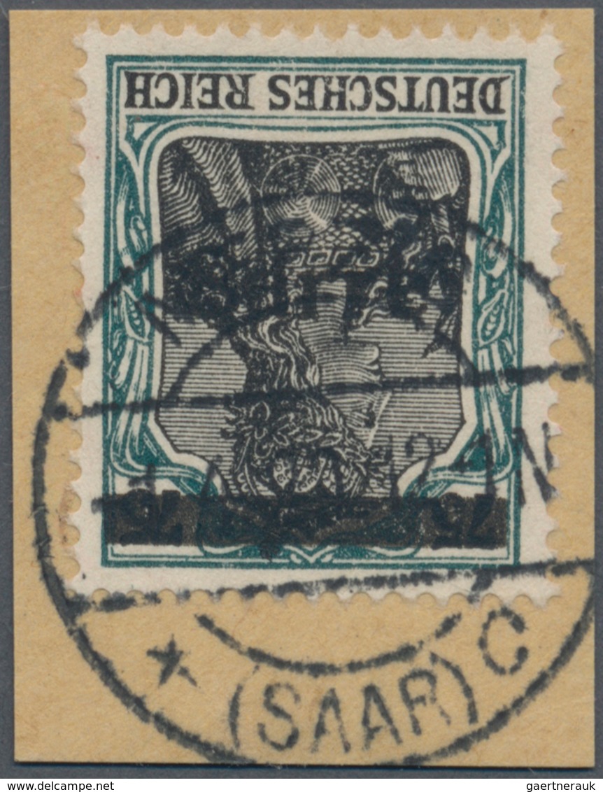 Deutsche Abstimmungsgebiete: Saargebiet: 1920, Germania 75 Pf. Sarre Mit Kopfstehendem Aufdruck Auf - Storia Postale