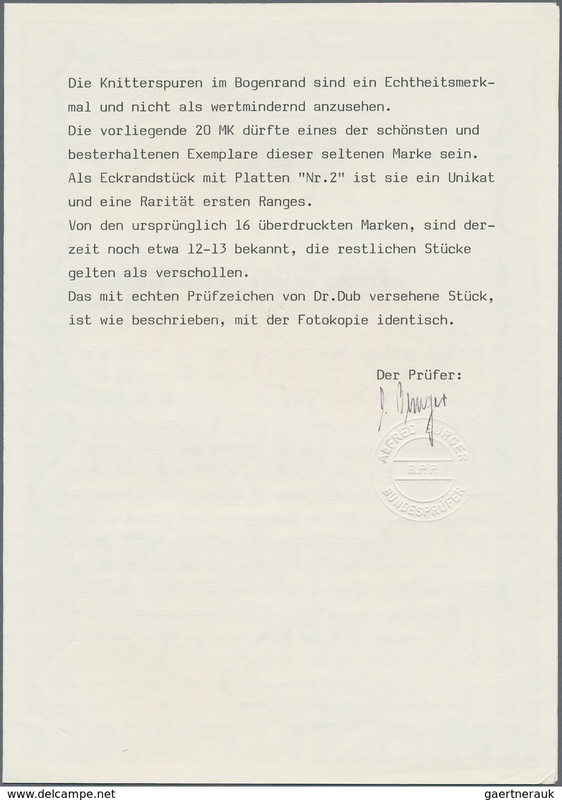 Deutsche Abstimmungsgebiete: Saargebiet: 1920, 20 MARK BAYERN-SARRE, Farbfrisches Und Hervorragend G - Storia Postale