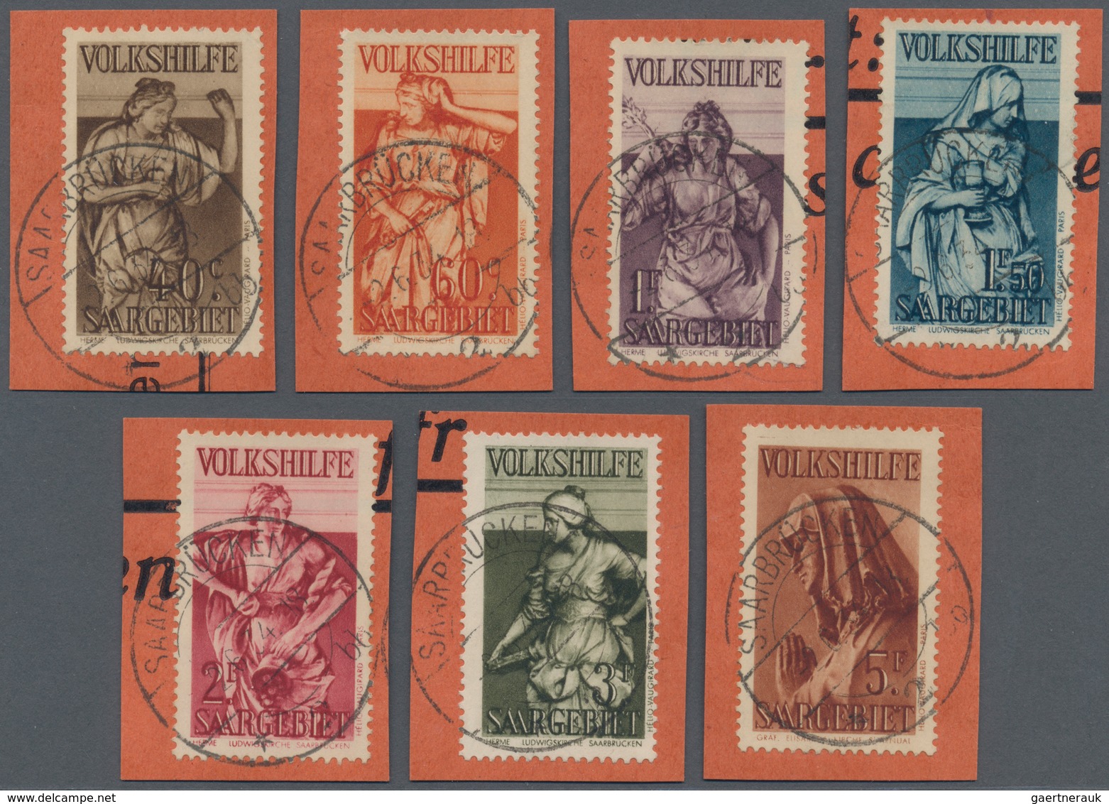 Deutsche Abstimmungsgebiete: Saargebiet: 1934, Volkshilfe: Standbilder Aus Saarbrücker Kirchen, 7 We - Covers & Documents