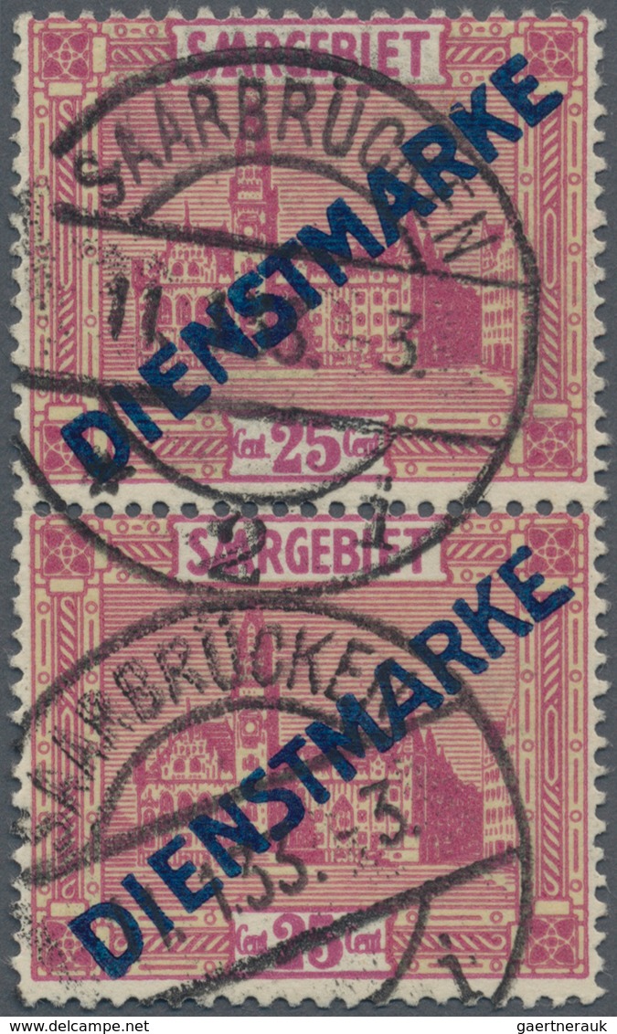 Deutsche Abstimmungsgebiete: Saargebiet - Dienstmarken: 1923, 25 C. Dienstmarken Als Senkrechtes Paa - Oficiales