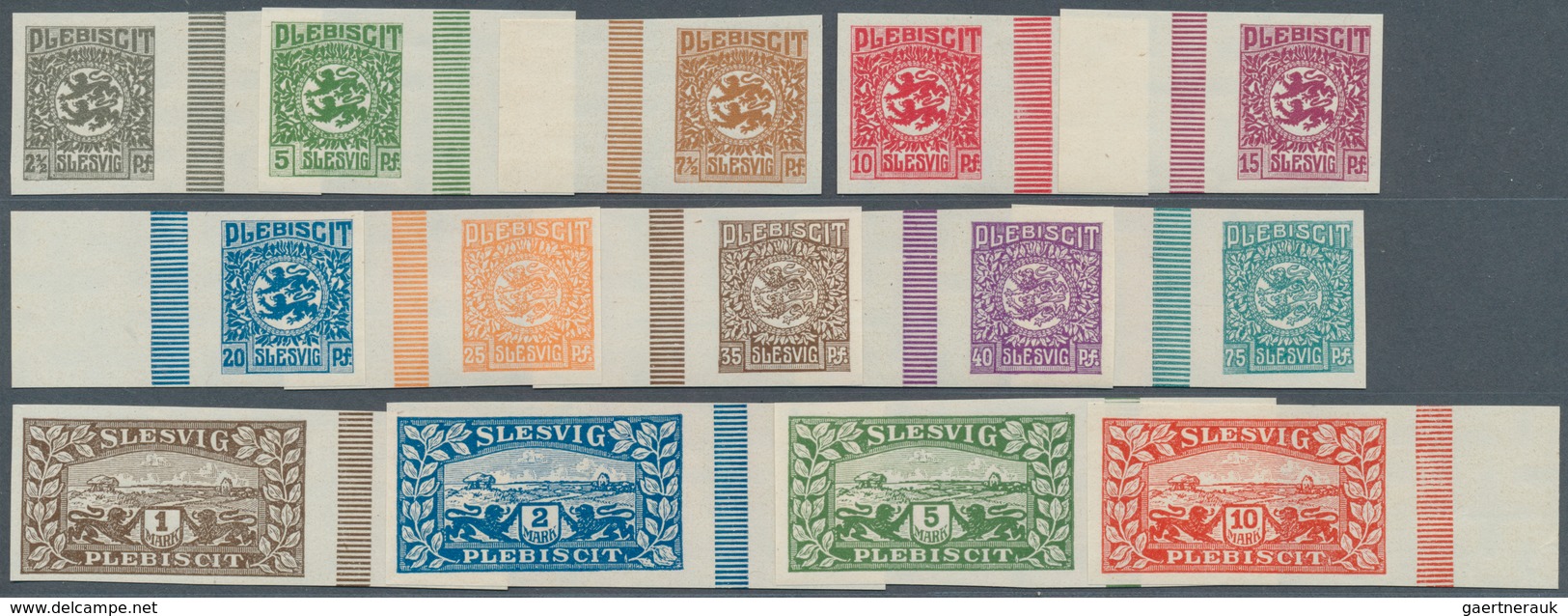 Deutsche Abstimmungsgebiete: Schleswig: 1920, 2 1/2 Pf Bis 10 Mark Kompletter PROBEDRUCK-Satz Ungezä - Altri & Non Classificati
