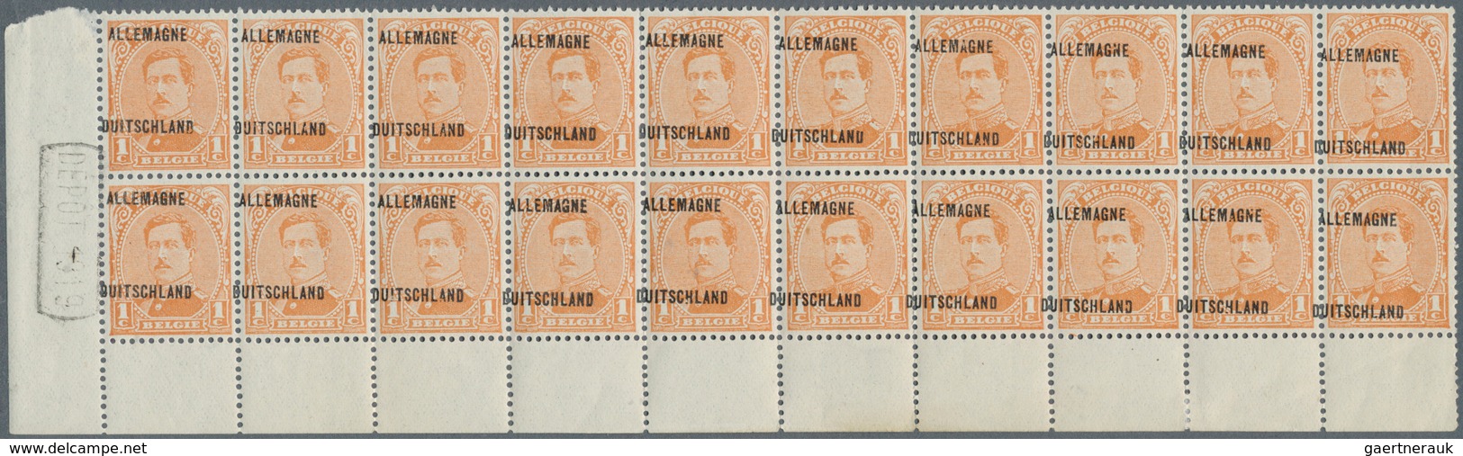 Belgische Besetzung - Militärpost Im Rheinland: 1919, Belgische Marken Mit Stark Verschobenen Aufdru - Occupazione 1914 – 18